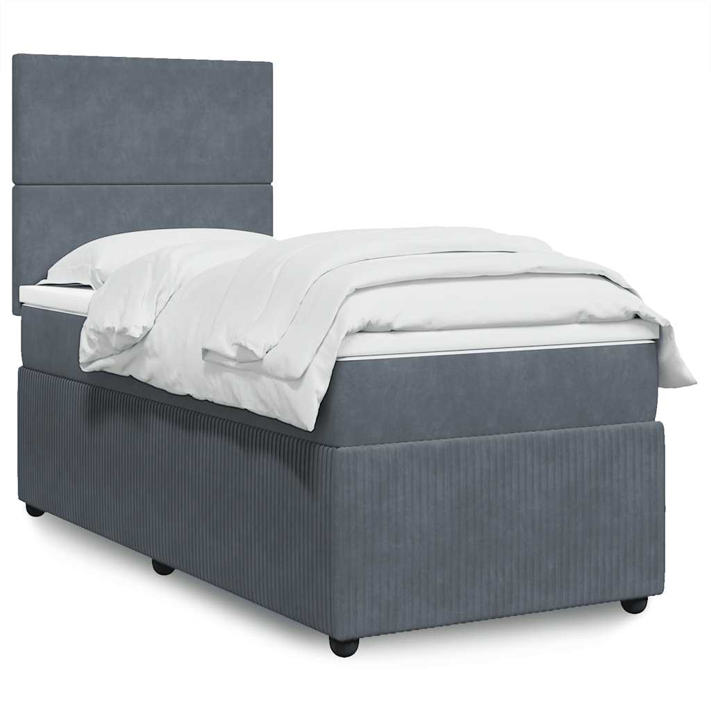 Boxspring met matras fluweel donkergrijs 90x200 cm is nu te koop bij PeponiXL, paradijselijk wonen!
