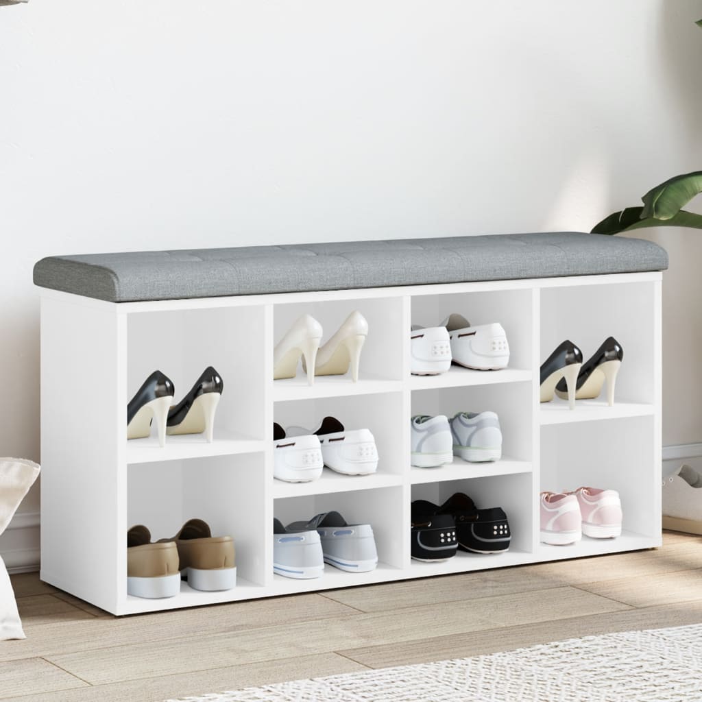 Schoenenbank Wit 102x32x50 cm Bewerkt Hout is nu te koop bij PeponiXL, paradijselijk wonen!