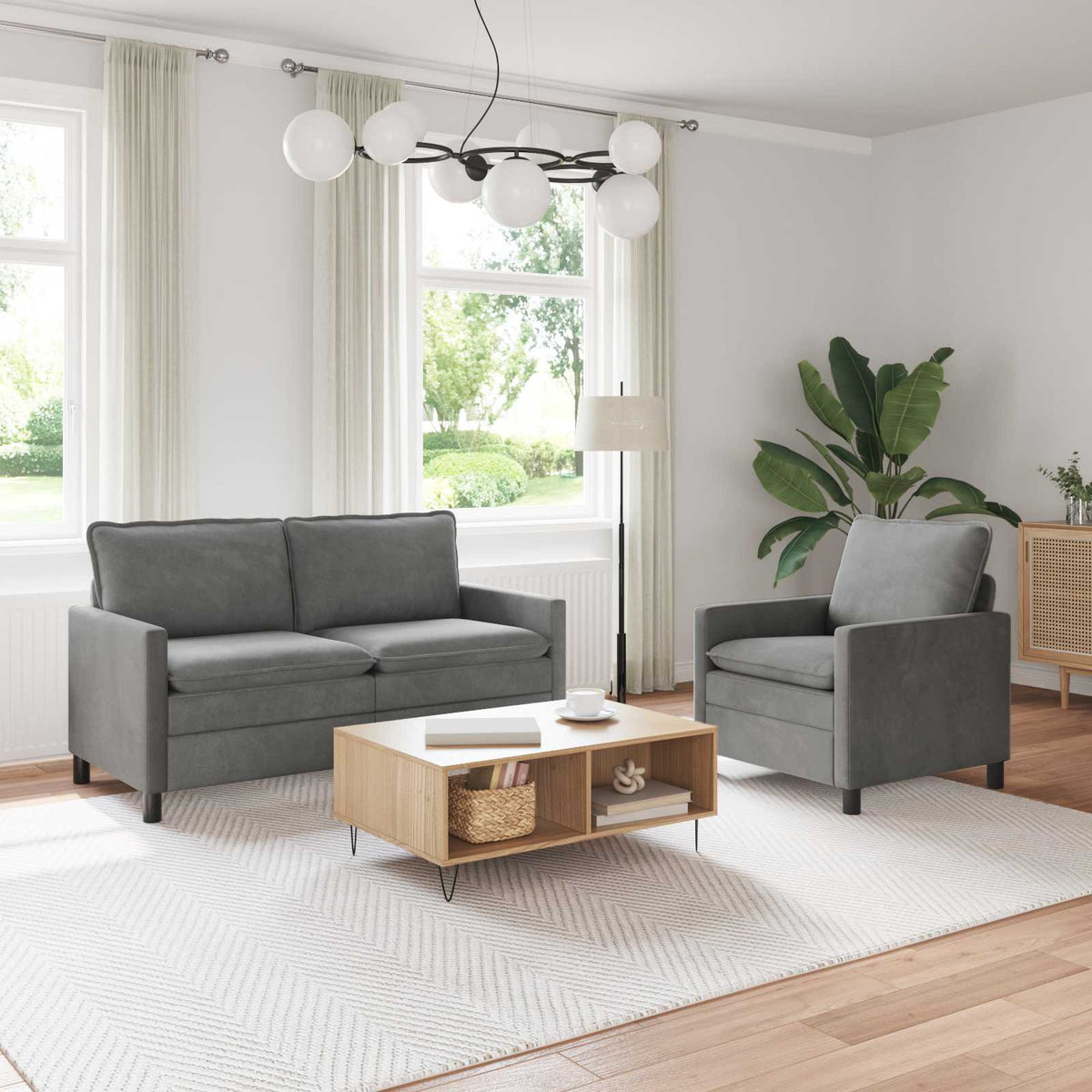 Bankstel 2 pcs Donkergrijs Fluweel is nu te koop bij PeponiXL, paradijselijk wonen!