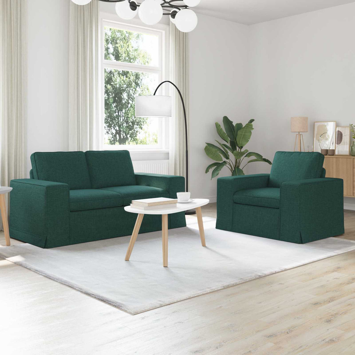 Bankstel 2 pcs Donkergroen 162 x 80 x 82 cm Stof is nu te koop bij PeponiXL, paradijselijk wonen!