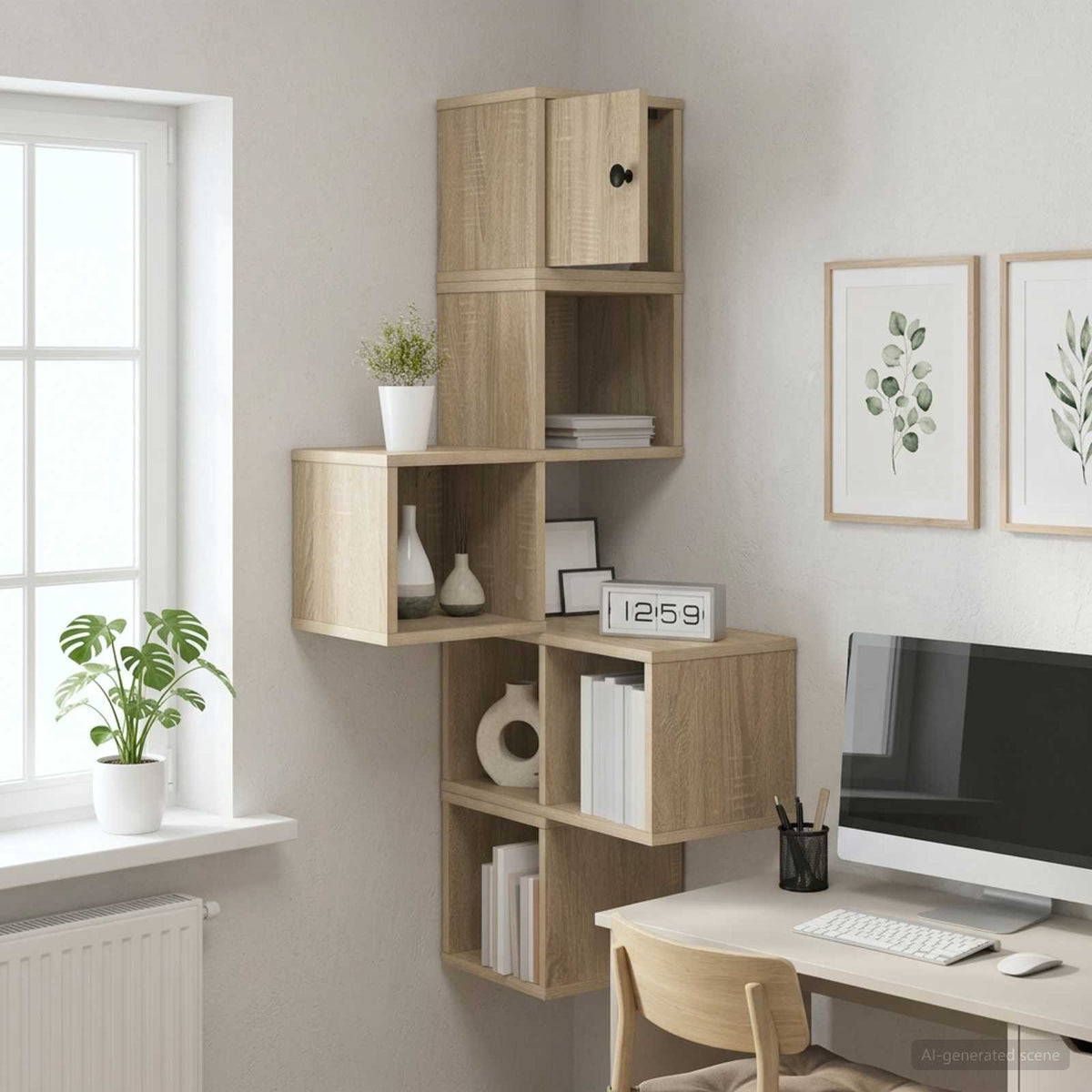 Wandhoekplank Sonoma Eiken 48 x 48 x 120 cm Bewerkt hout is nu te koop bij PeponiXL, paradijselijk wonen!