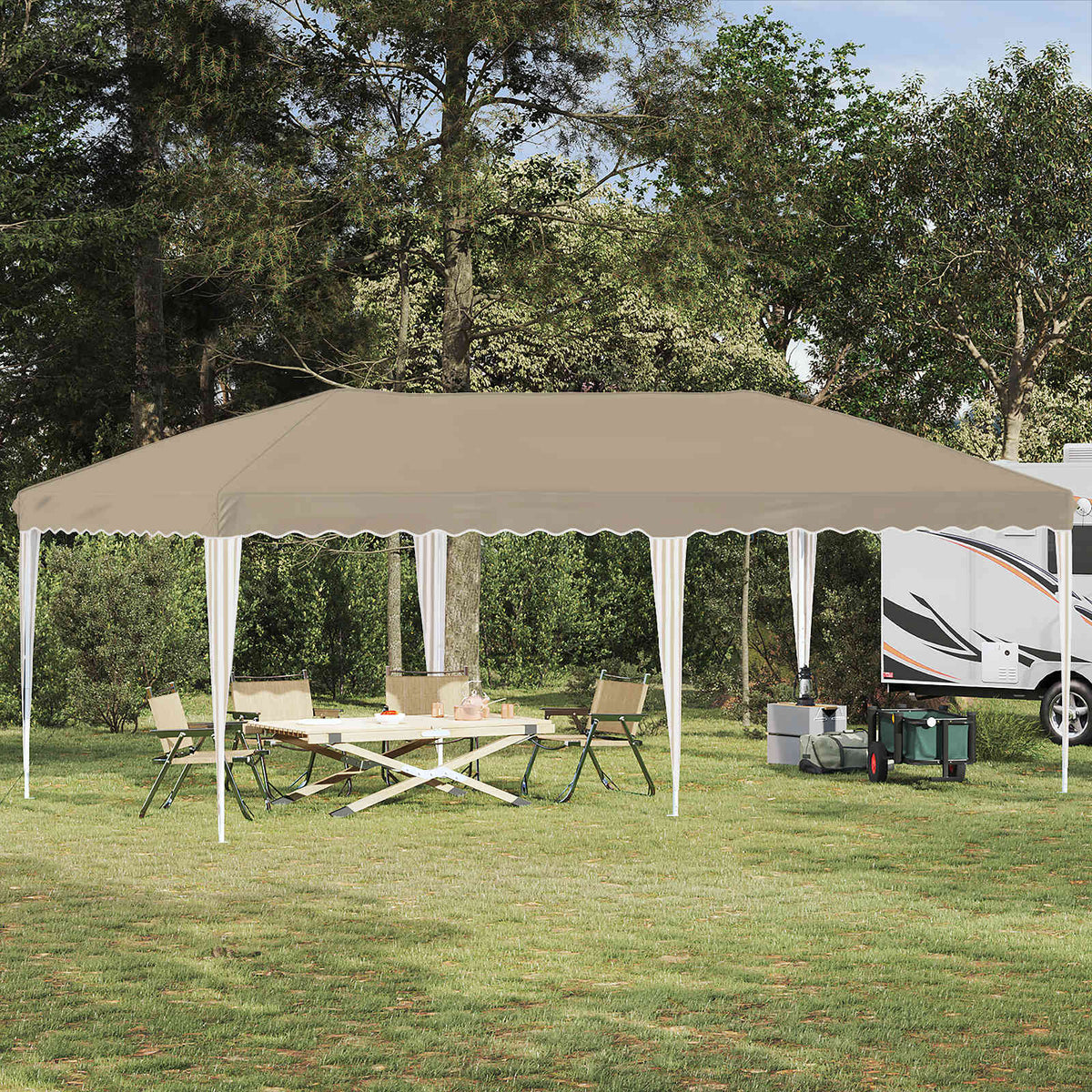 Pop-up Feesttent 575 x 290 x 245 cm Crèmekleurig is nu te koop bij PeponiXL, paradijselijk wonen!