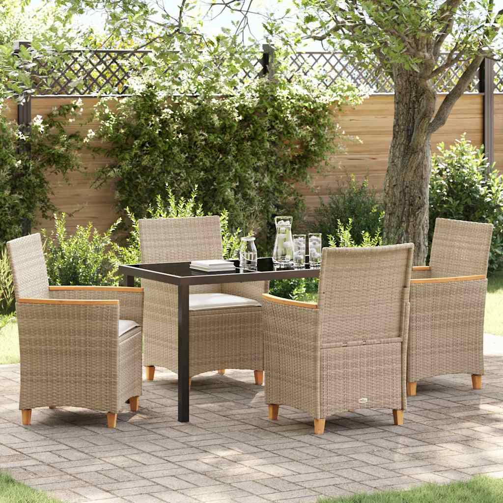 Tuin eettafelset 5 pcs Beige poly rattan is nu te koop bij PeponiXL, paradijselijk wonen!
