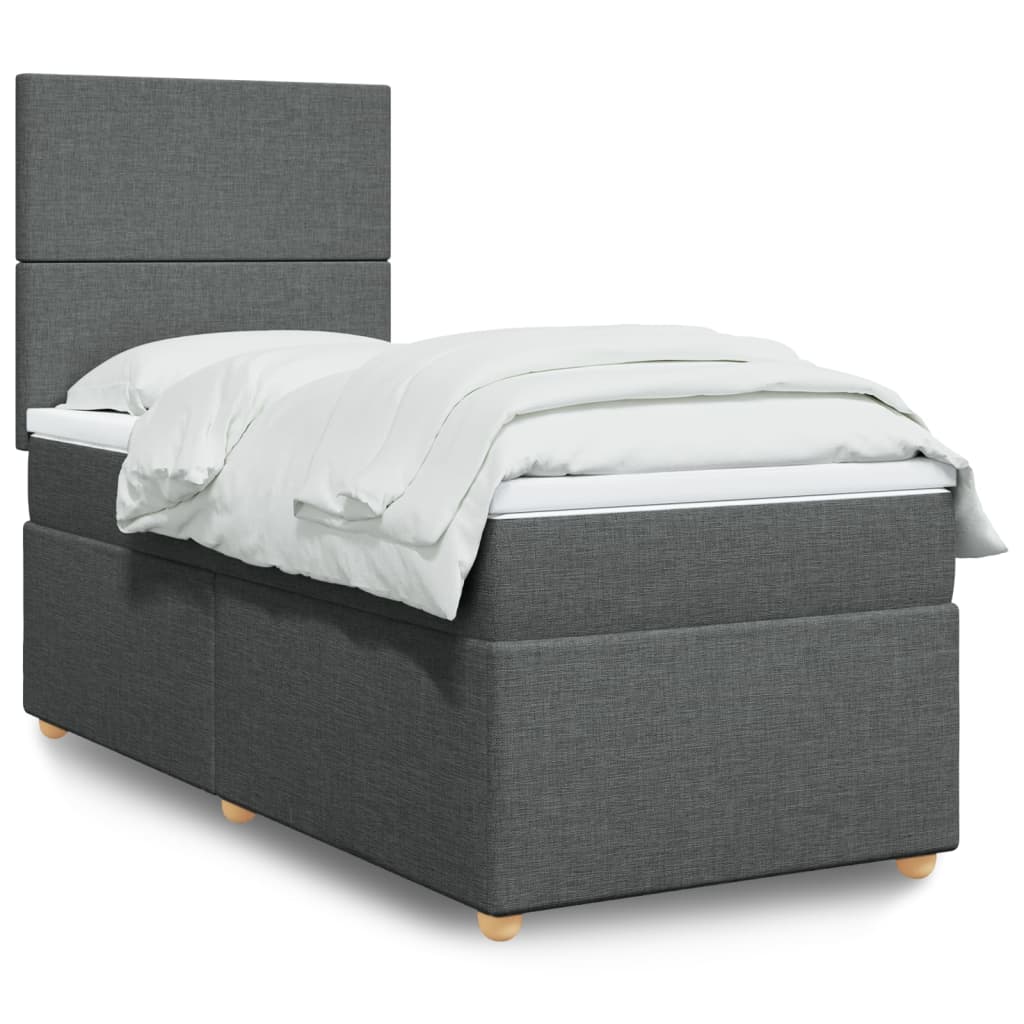 Boxspring met matras stof donkergrijs 90x200 cm is nu te koop bij PeponiXL, paradijselijk wonen!