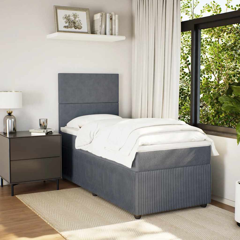 Boxspring met matras fluweel donkergrijs 90x190 cm is nu te koop bij PeponiXL, paradijselijk wonen!