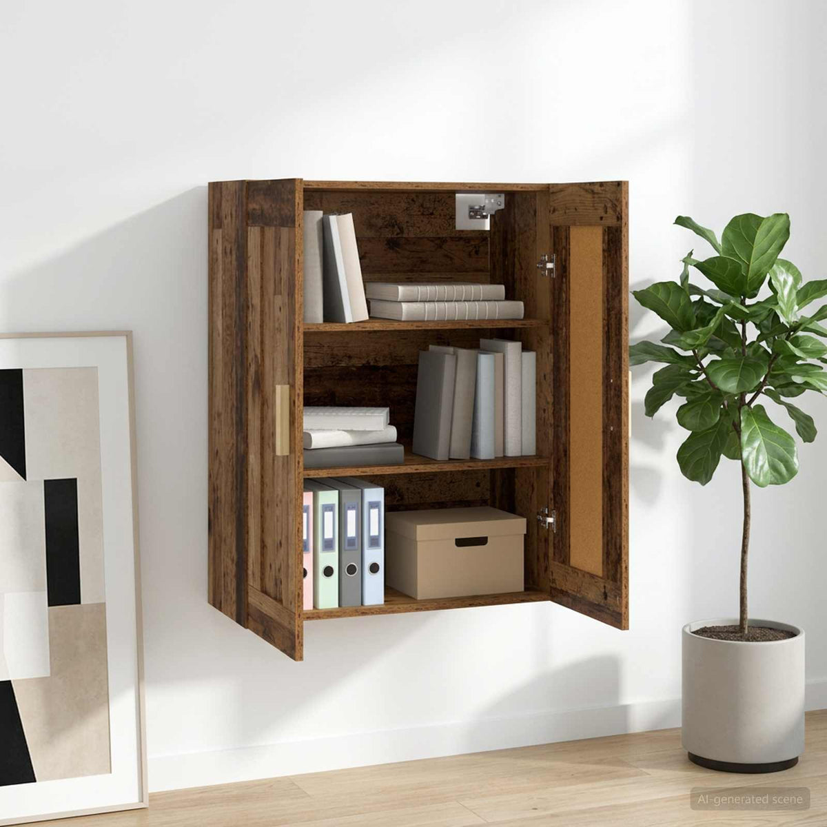 Wandkast Muurmontage Oud hout 69,5 x 34 x 90 cm Bewerkt hout is nu te koop bij PeponiXL, paradijselijk wonen!