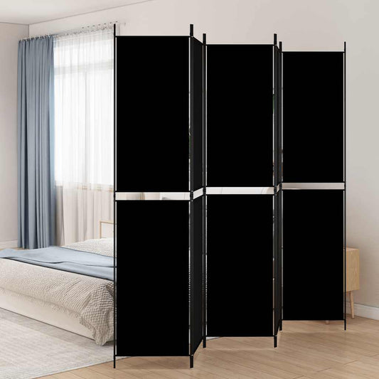 Kamerscherm met 5 panelen 250x220 cm stof zwart is nu te koop bij PeponiXL, paradijselijk wonen!