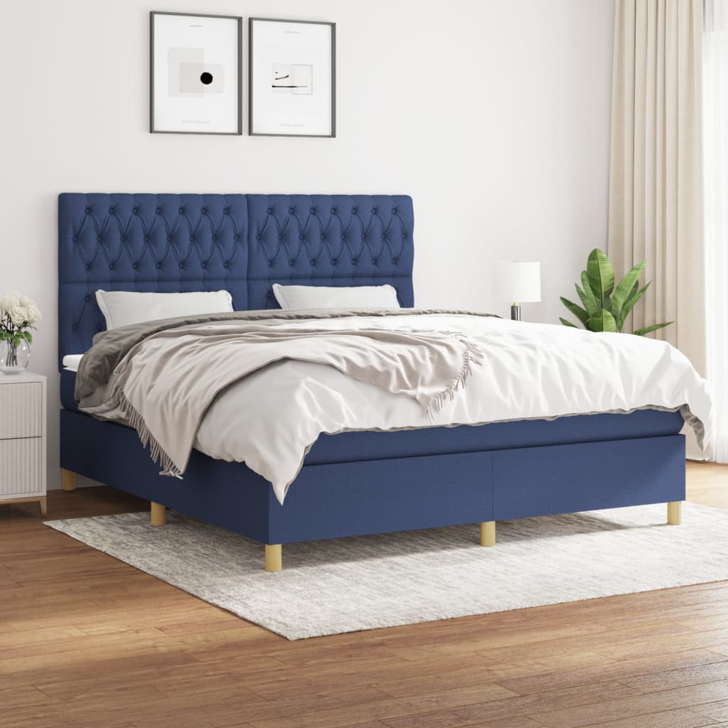 Boxspring met matras stof blauw 180x200 cm is nu te koop bij PeponiXL, paradijselijk wonen!