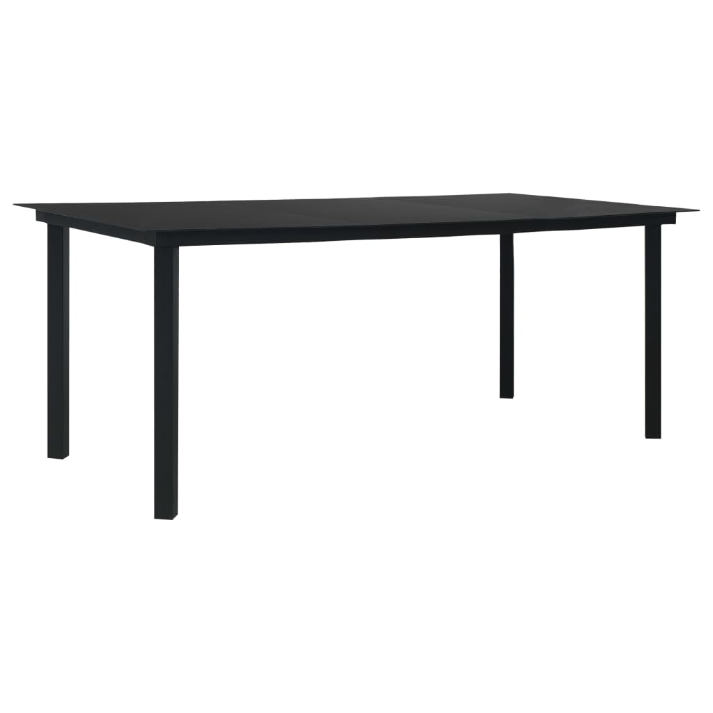 Tuintafel 190x90x74 cm staal en glas zwart is nu te koop bij PeponiXL, paradijselijk wonen!