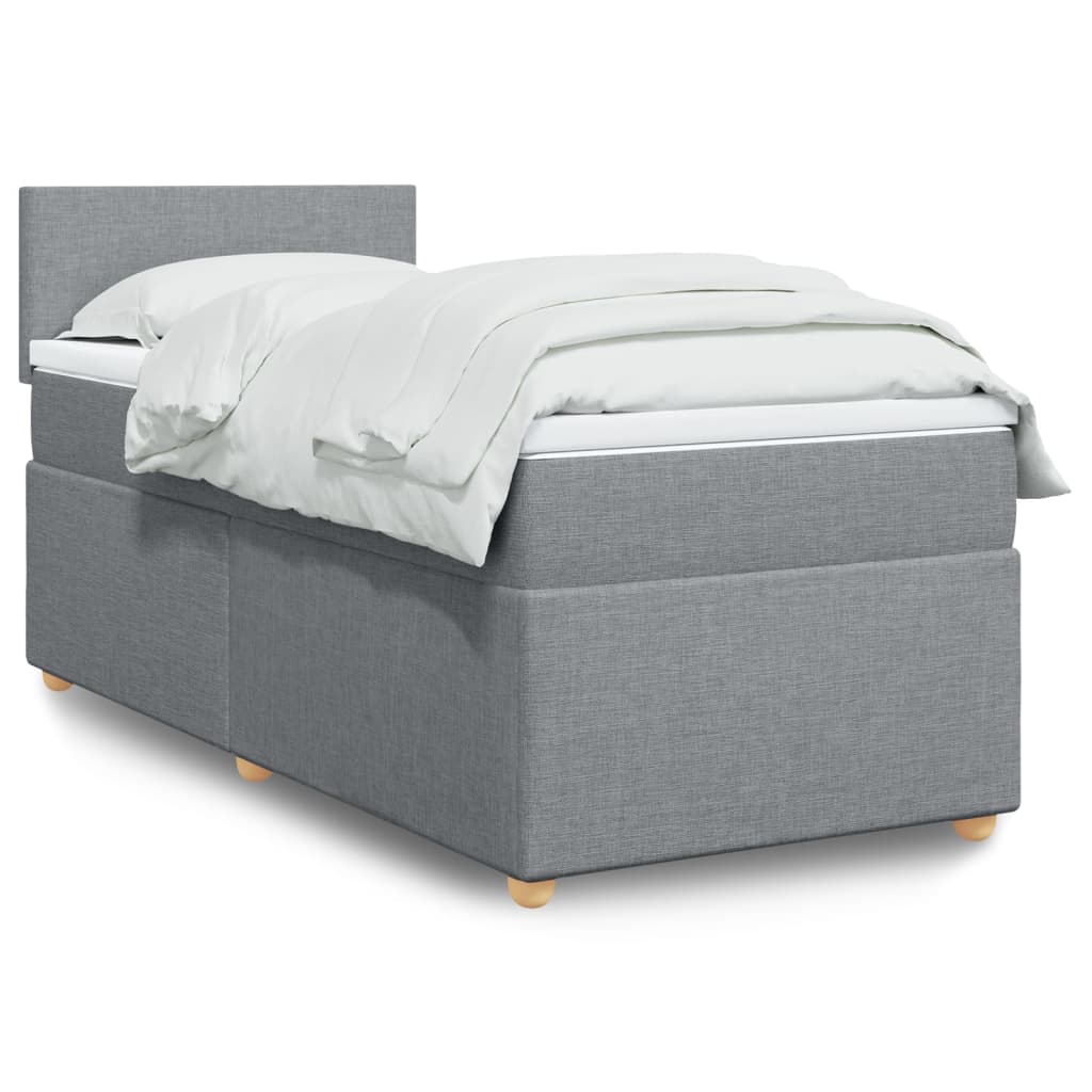 Boxspring met matras stof lichtgrijs 90x200 cm is nu te koop bij PeponiXL, paradijselijk wonen!