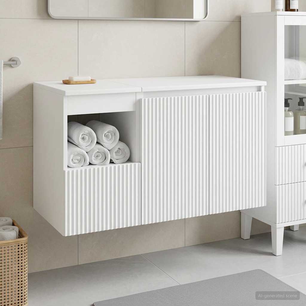 Badkamermeubelset 2 st Wit Bewerkt hout is nu te koop bij PeponiXL, paradijselijk wonen!