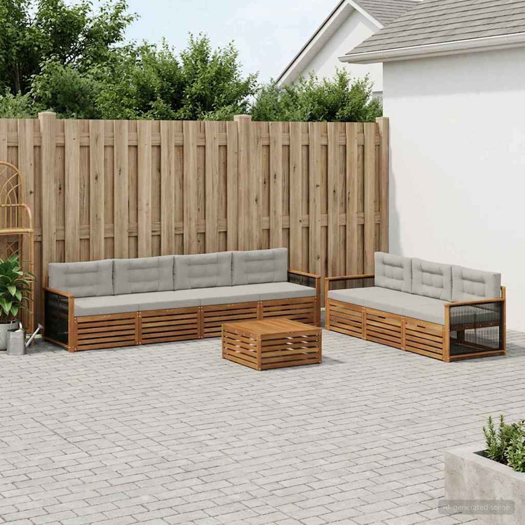 Buiten bankenset met kussen 8 pcs Naturel en lichtgrijs is nu te koop bij PeponiXL, paradijselijk wonen!