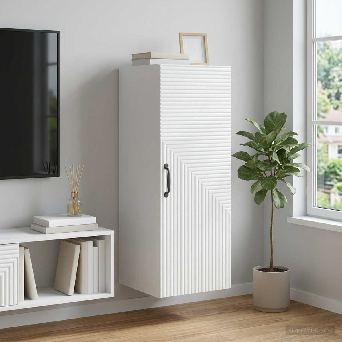 Wandkast Wit 33 x 34,5 x 90 cm Bewerkt hout is nu te koop bij PeponiXL, paradijselijk wonen!