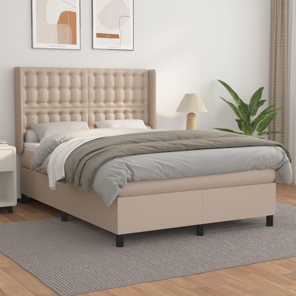 Boxspring met matras kunstleer cappuccinokleurig 140x200 cm is nu te koop bij PeponiXL, paradijselijk wonen!
