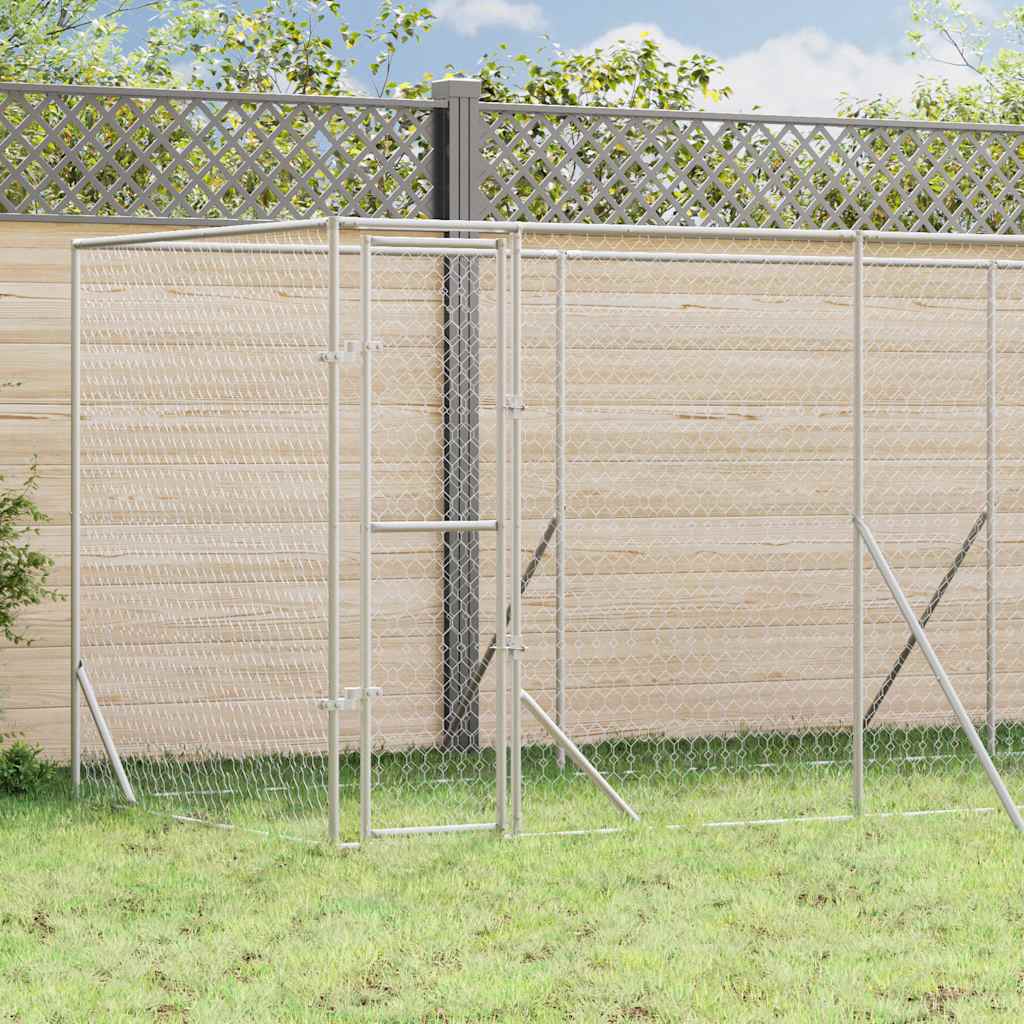 Hondenkennel voor buiten 6x2x2 m gegalvaniseerd staal zilver is nu te koop bij PeponiXL, paradijselijk wonen!
