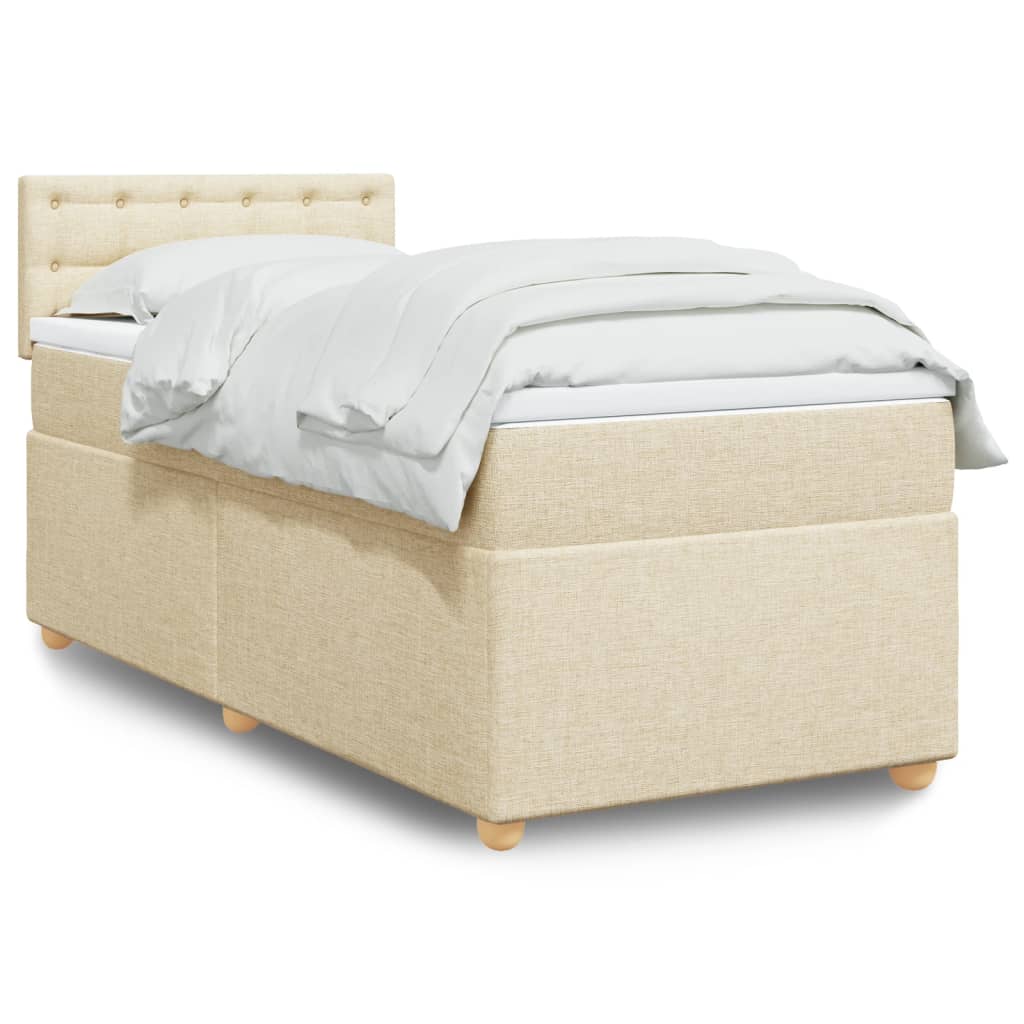Boxspring met matras stof crèmekleurig 90x200 cm is nu te koop bij PeponiXL, paradijselijk wonen!