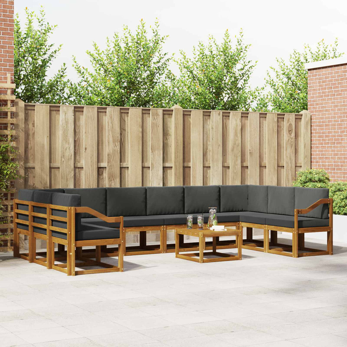 Buiten bankenset met kussen 11 pcs Natuurlijk en Antraciet is nu te koop bij PeponiXL, paradijselijk wonen!