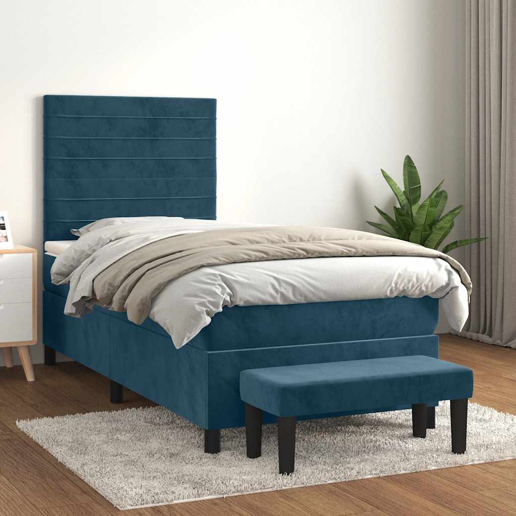 Boxspring met matras fluweel donkerblauw 80x200 cm is nu te koop bij PeponiXL, paradijselijk wonen!