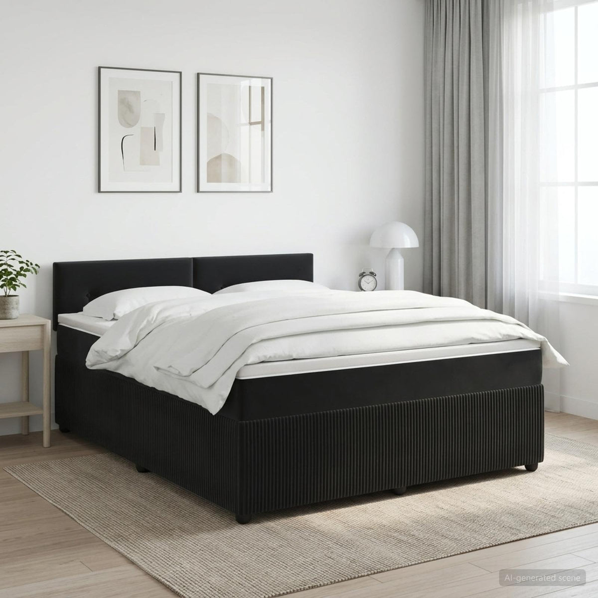 Boxspringbed met matras Zwart 140 x 200 cm Fluweel is nu te koop bij PeponiXL, paradijselijk wonen!