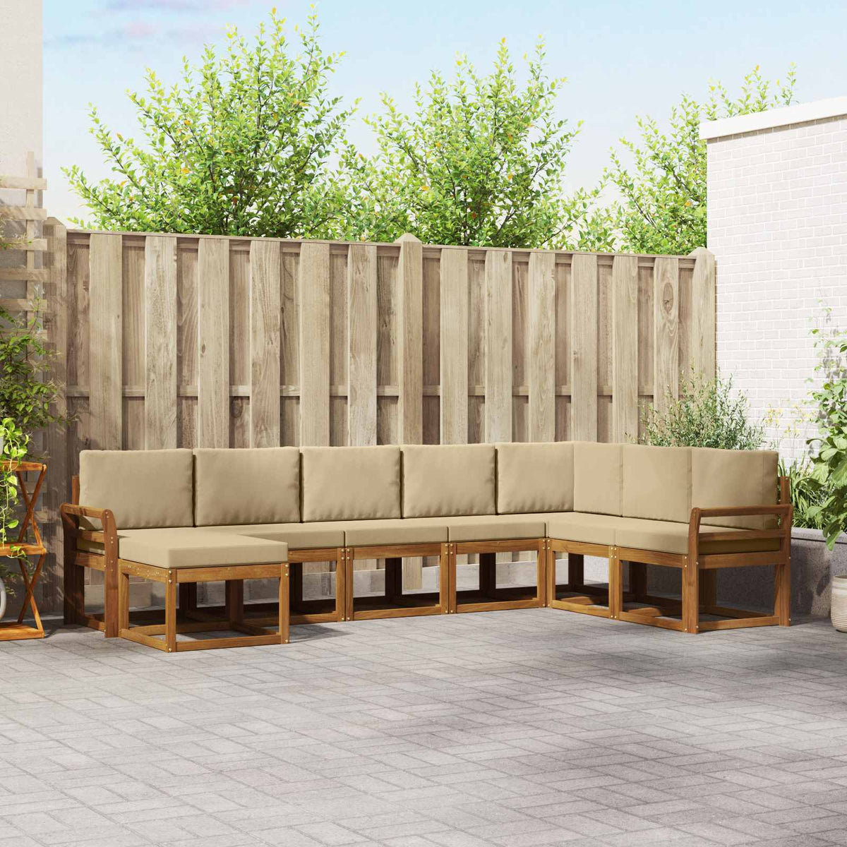 Buiten bankenset met kussen 8 pcs Natuurlijk en Beige is nu te koop bij PeponiXL, paradijselijk wonen!