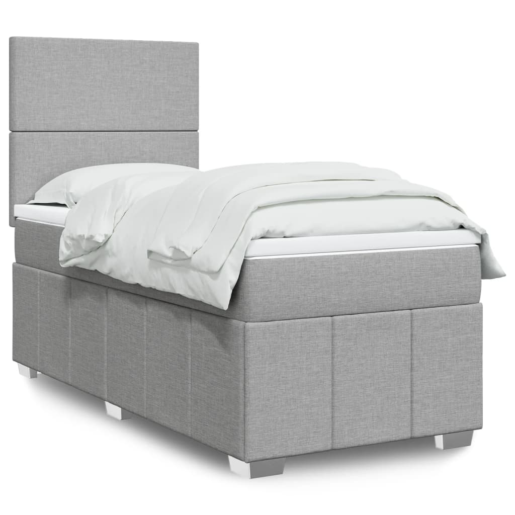Boxspring met matras stof lichtgrijs 80x200 cm is nu te koop bij PeponiXL, paradijselijk wonen!
