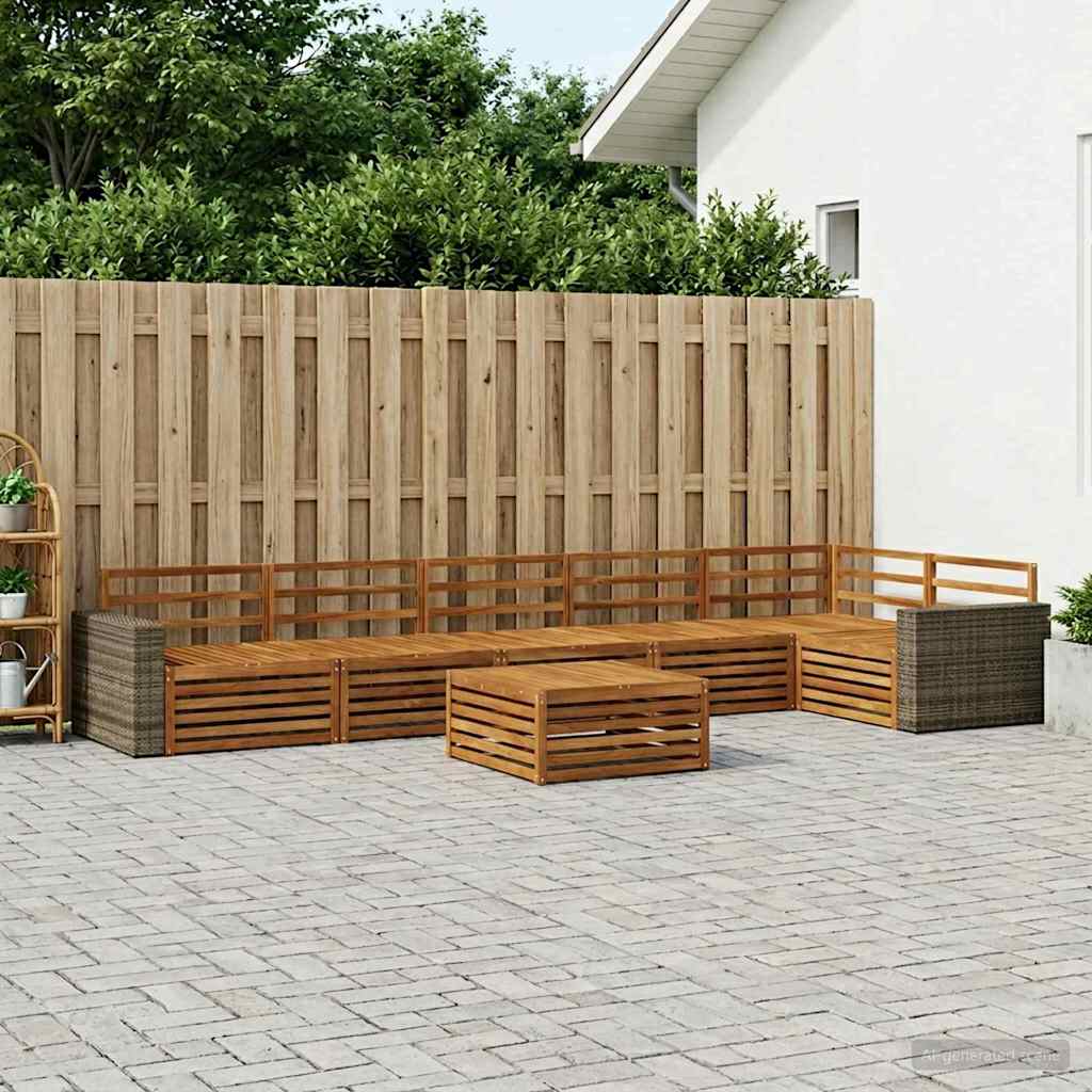 Buiten bankenset 7 pcs Naturel 79 x 79 x 37 cm is nu te koop bij PeponiXL, paradijselijk wonen!