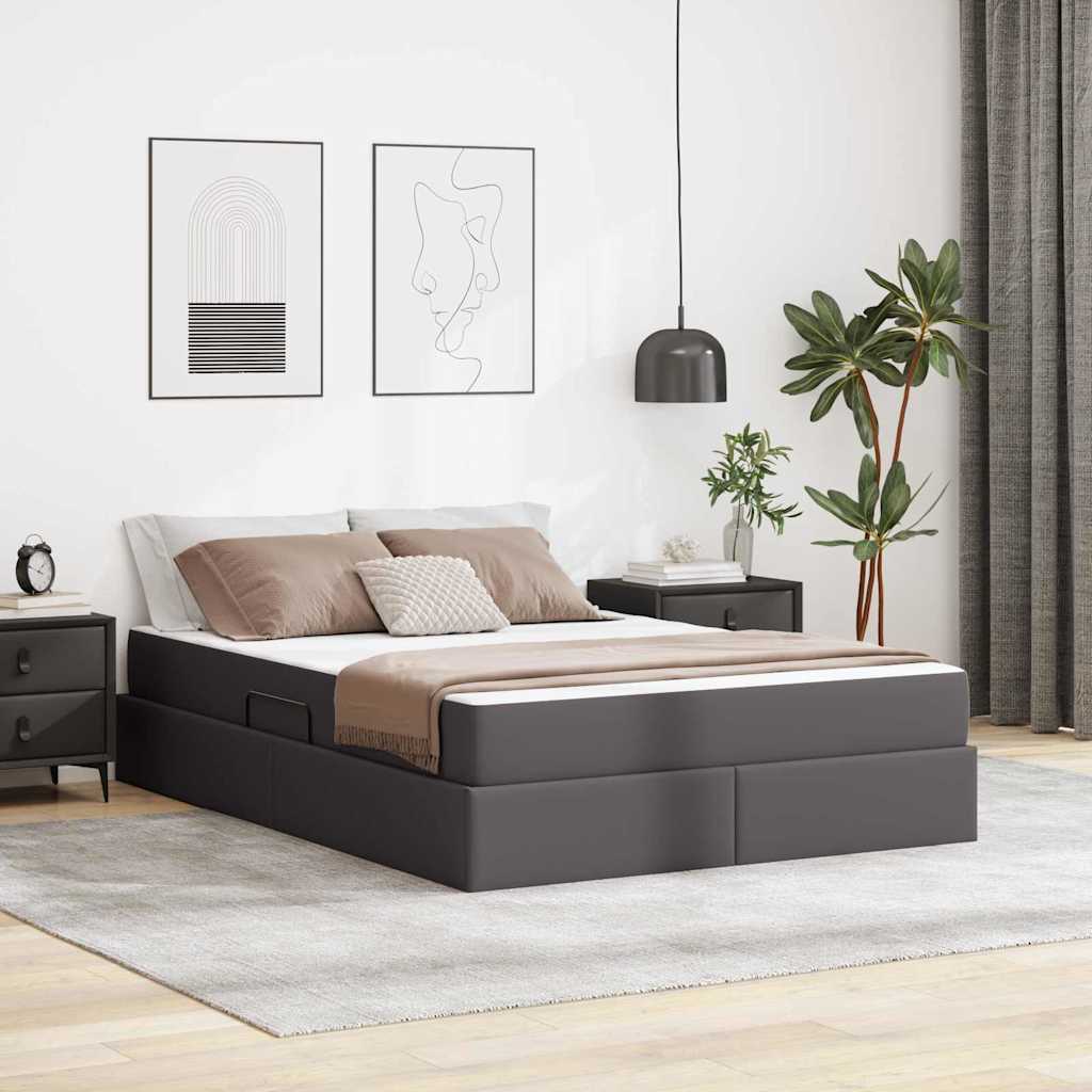 Opslag bed met matras met matras met opslag 2 pcs Grijs Leer is nu te koop bij PeponiXL, paradijselijk wonen!