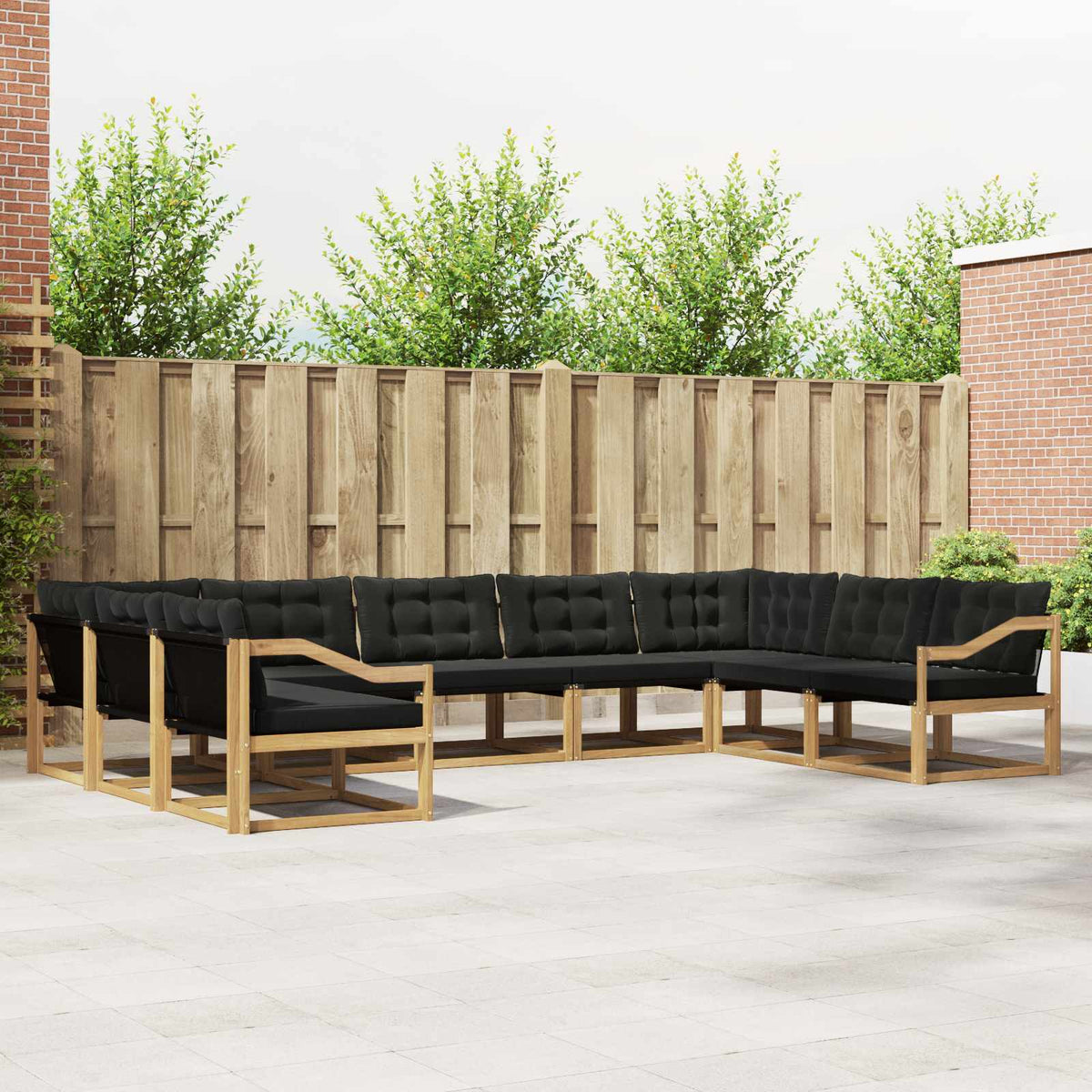 Buiten bankenset met kussen 9 pcs Wit en zwart is nu te koop bij PeponiXL, paradijselijk wonen!