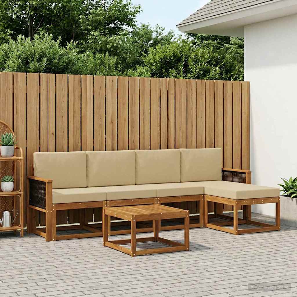 Buiten bankenset met kussen 6 pcs Natuurlijk en Beige Polyester is nu te koop bij PeponiXL, paradijselijk wonen!