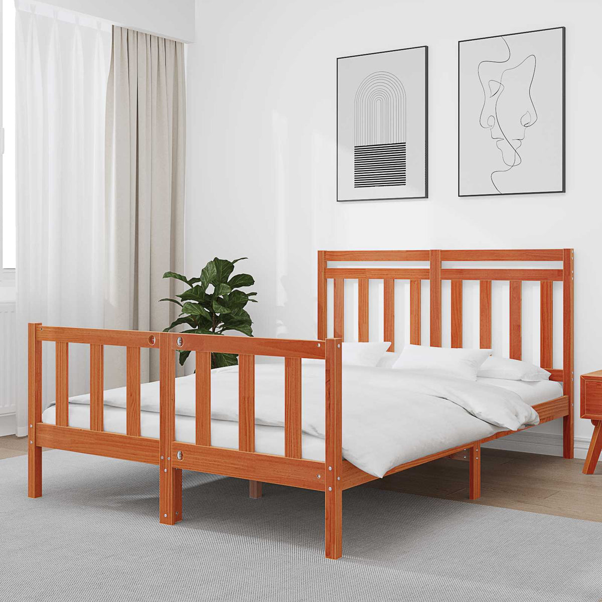 Bedframe met hoofdeinde 2 pcs Wasbruin 205,5 x 145,5 x 100 cm is nu te koop bij PeponiXL, paradijselijk wonen!