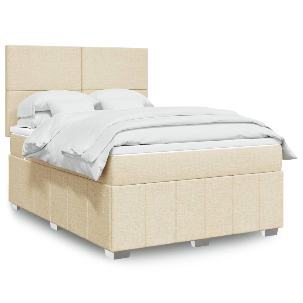 Boxspring met matras stof crèmekleurig 140x190 cm is nu te koop bij PeponiXL, paradijselijk wonen!