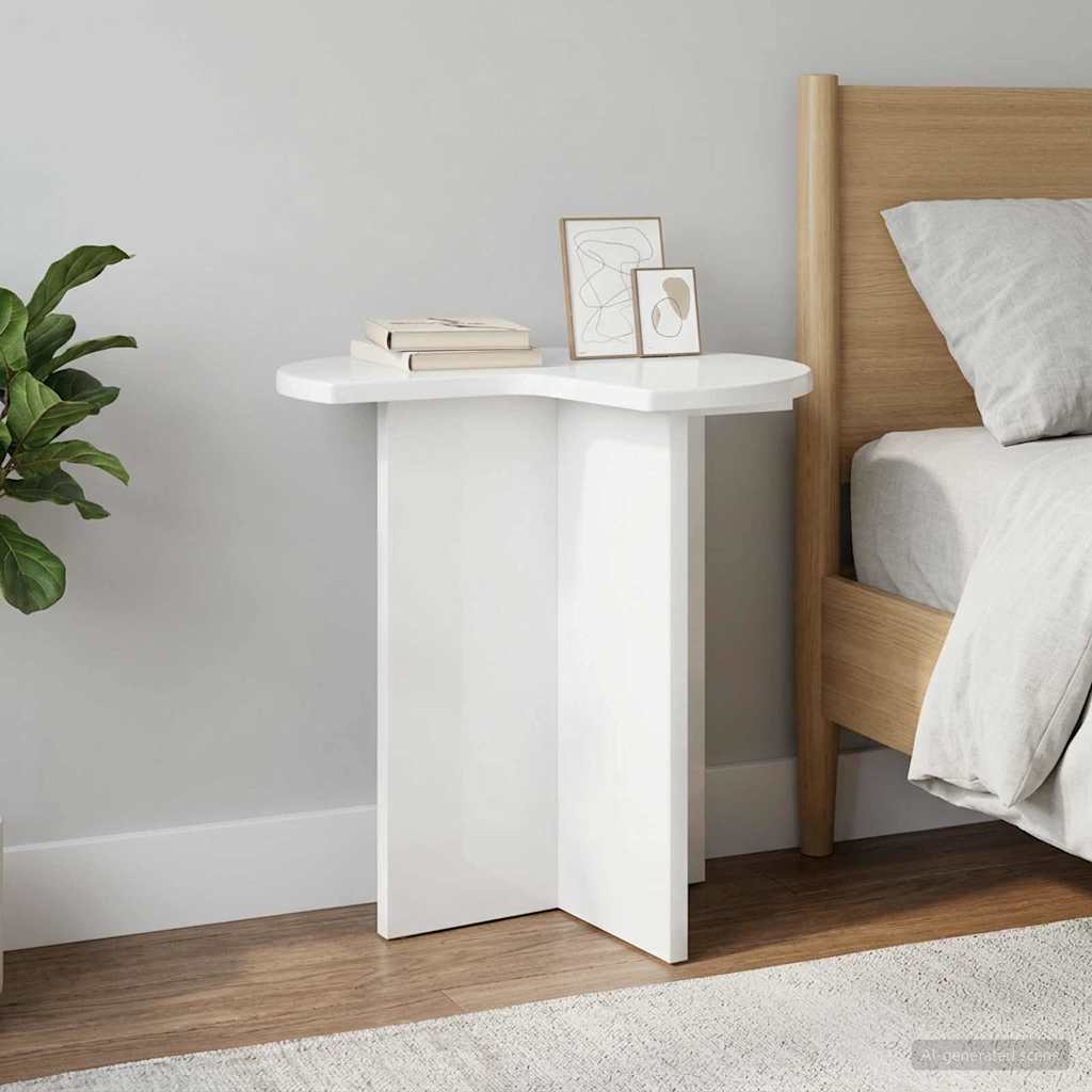 Bijzettafel 2 pcs Hoogglans Wit Ø 39 x 38 cm Bewerkt hout is nu te koop bij PeponiXL, paradijselijk wonen!