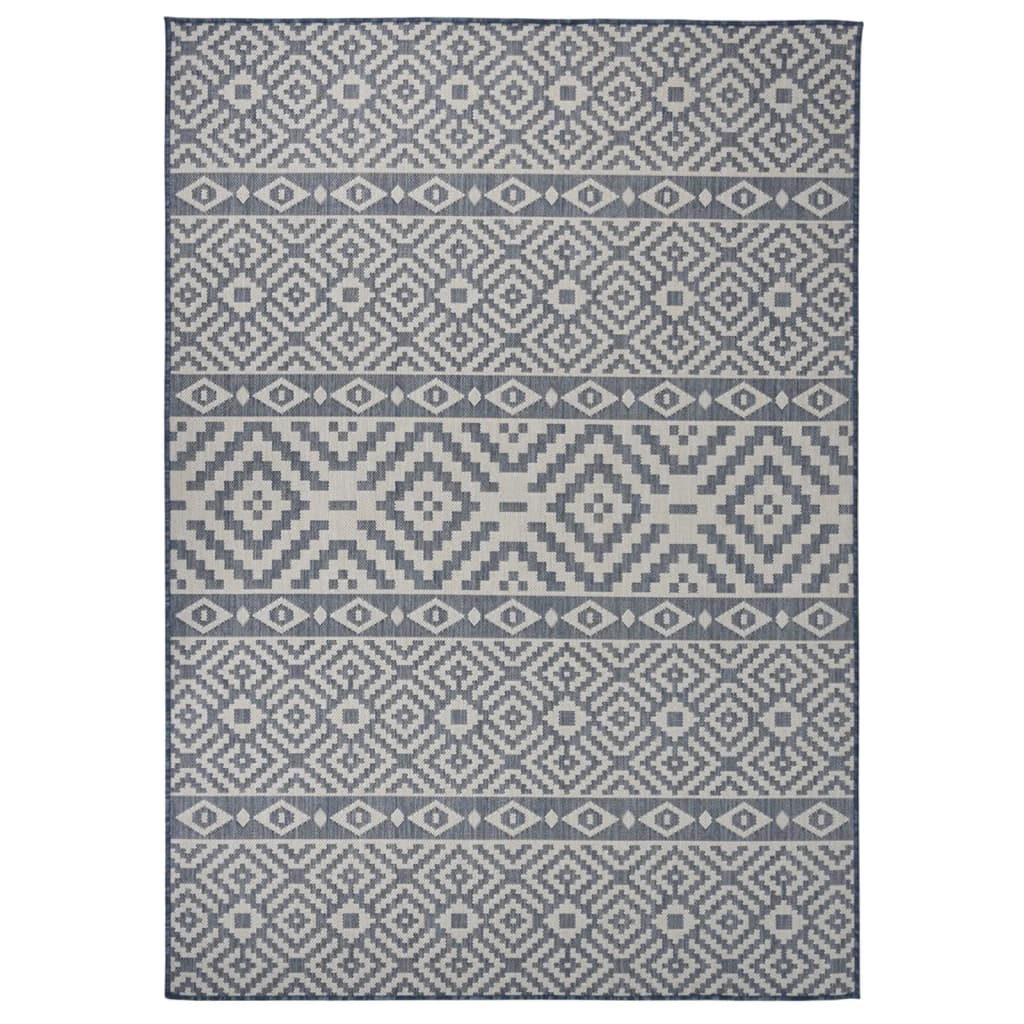 Buitenkleed met patroon platgeweven 140x200 cm blauw is nu te koop bij PeponiXL, paradijselijk wonen!
