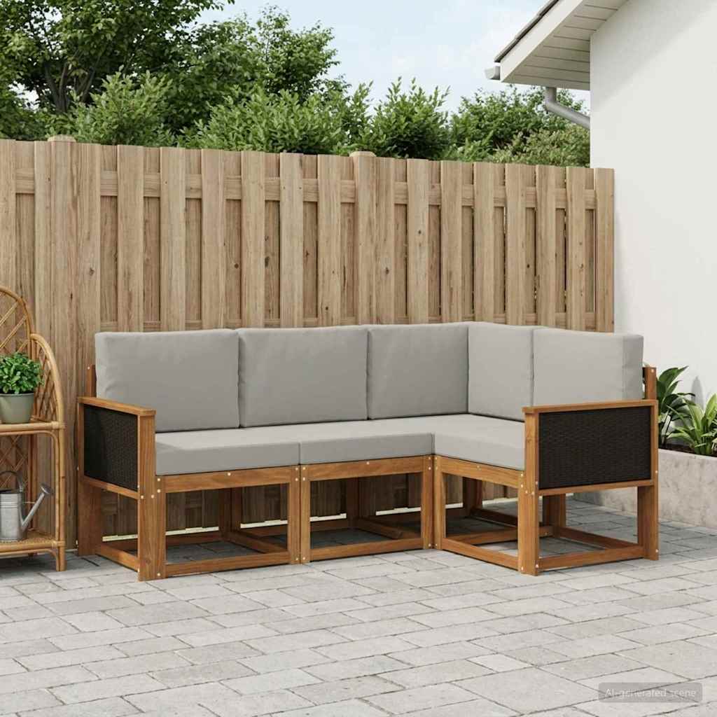 Buiten bankenset 4 pcs Naturel en lichtgrijs Polyester is nu te koop bij PeponiXL, paradijselijk wonen!