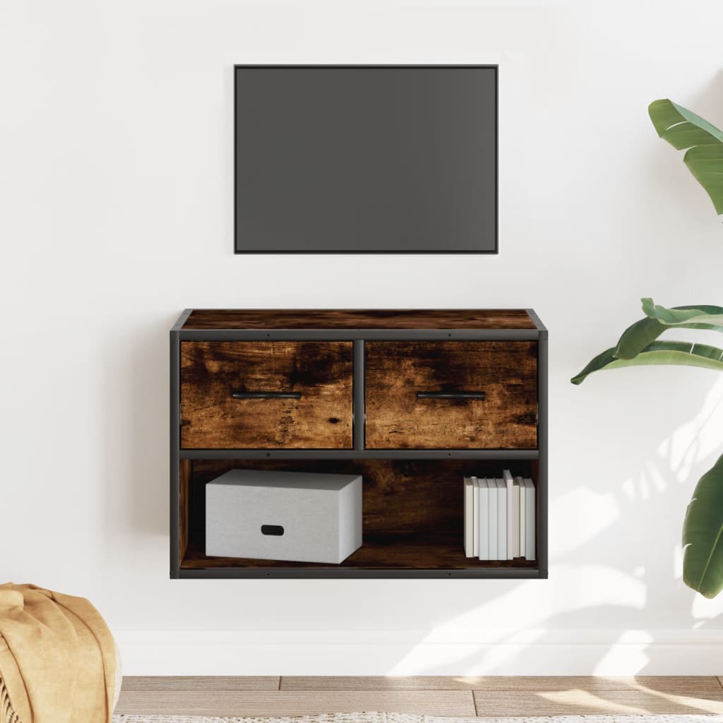 Tv-meubel 60x31x39,5 cm bewerkt hout metaal gerookt eikenkleur is nu te koop bij PeponiXL, paradijselijk wonen!