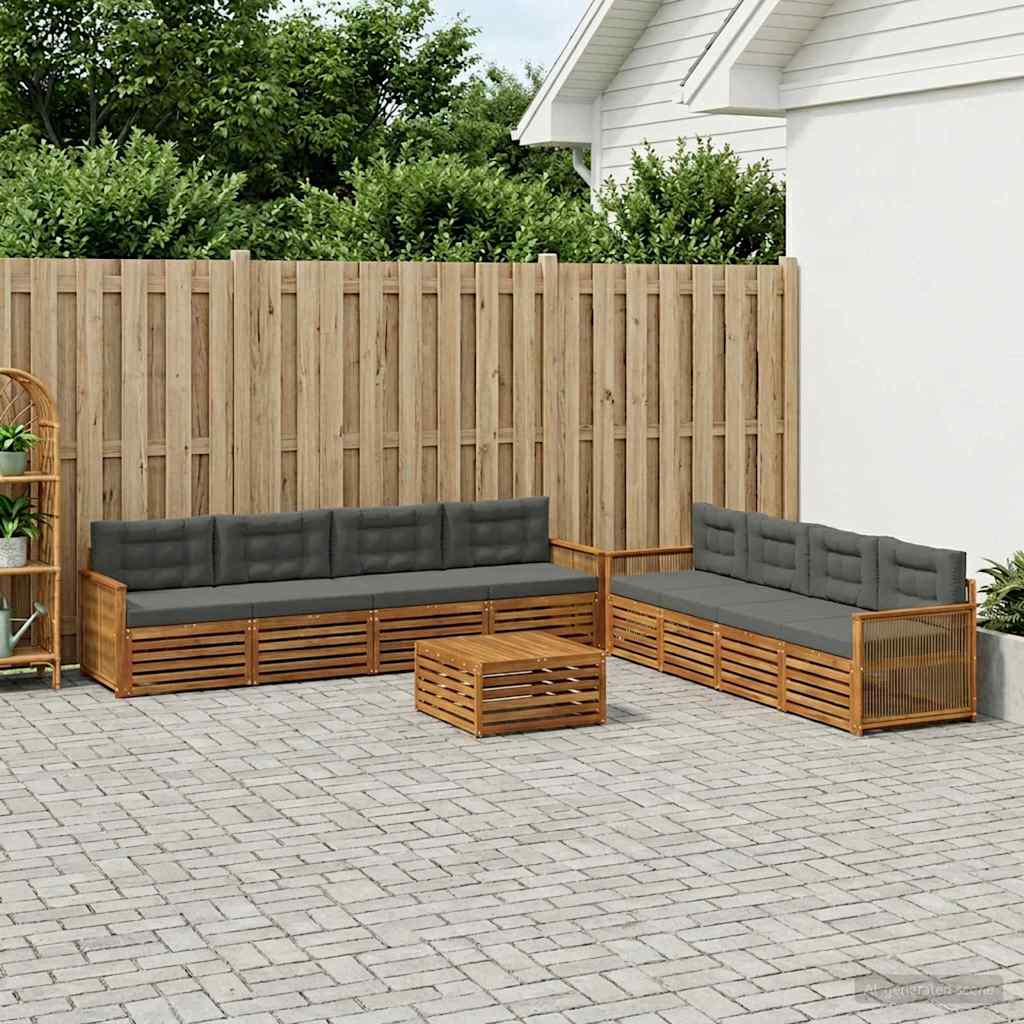 Buiten bankenset met kussen 9 pcs Natuurlijk en Antraciet is nu te koop bij PeponiXL, paradijselijk wonen!