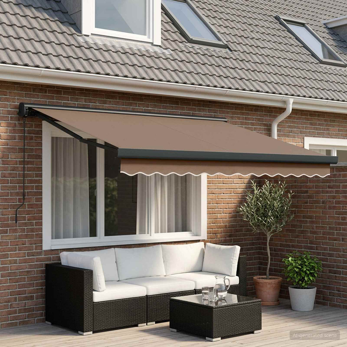Uitschuifbare luifel Taupe 400 × 300 cm Stof en Metaal is nu te koop bij PeponiXL, paradijselijk wonen!