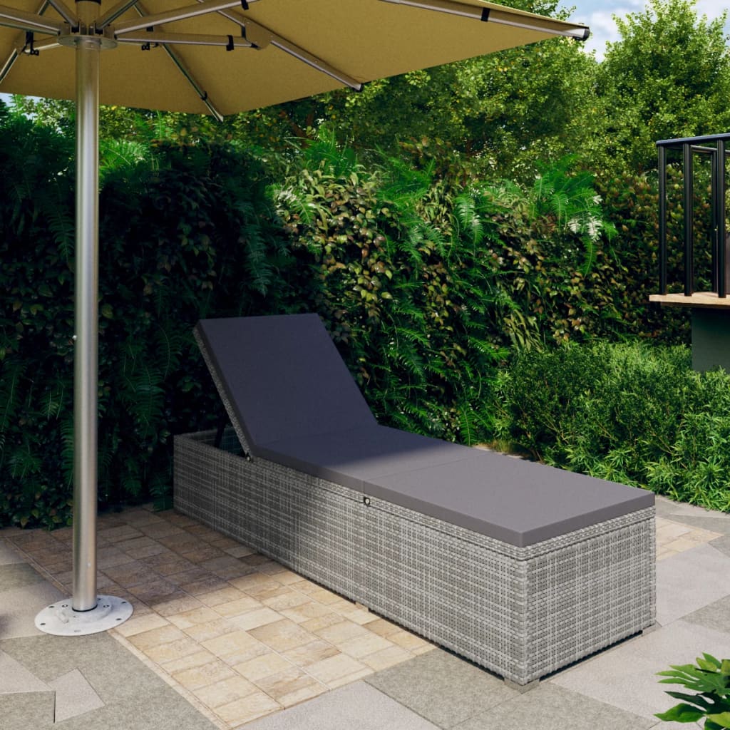 Ligbed met kussen poly rattan grijs is nu te koop bij PeponiXL, paradijselijk wonen!