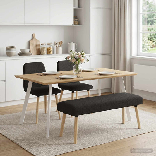 Bank Effen Zwart 110 x 40 x 46 cm Bouclé is nu te koop bij PeponiXL, paradijselijk wonen!