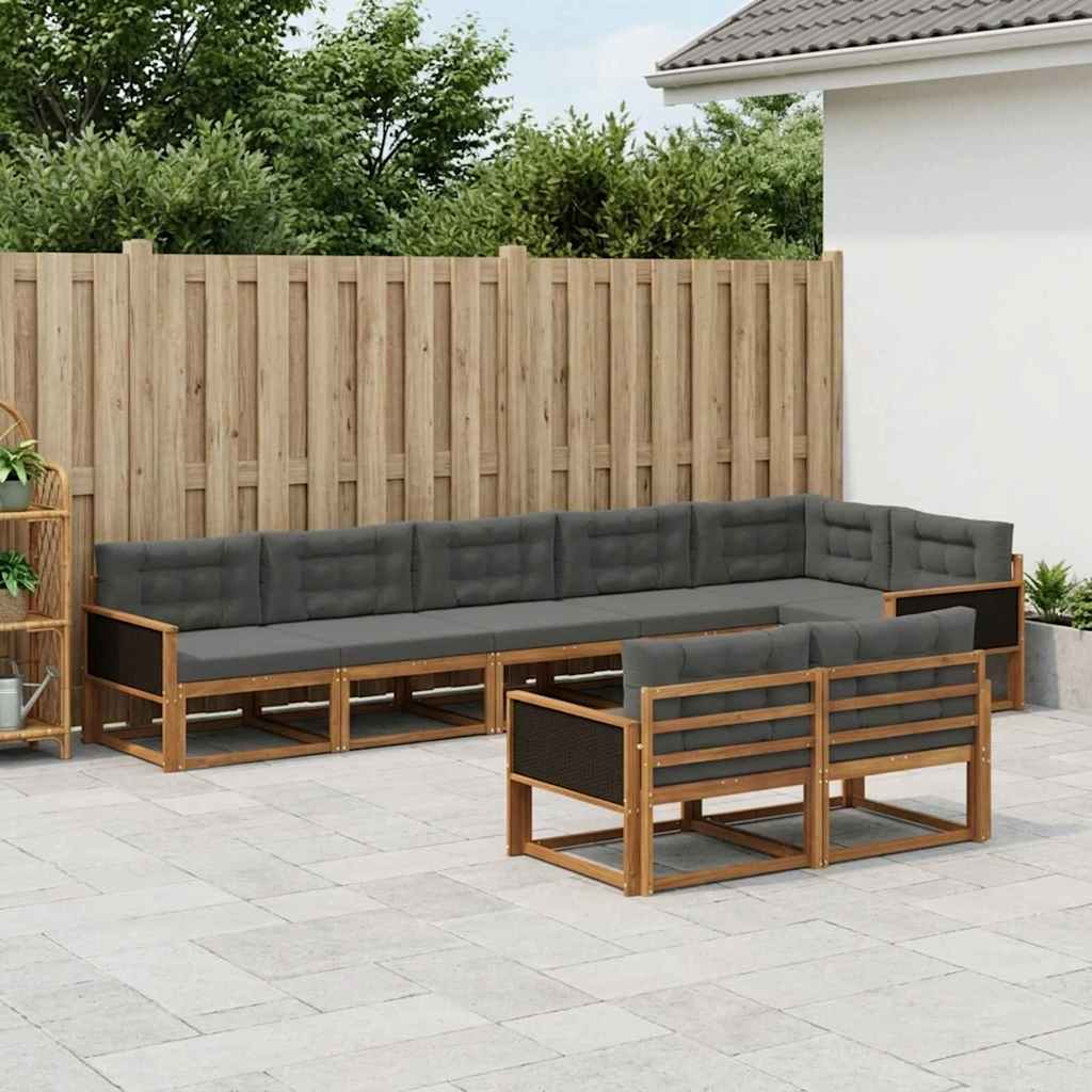 Buiten bankenset met kussen 8 pcs Natuurlijk en Antraciet is nu te koop bij PeponiXL, paradijselijk wonen!