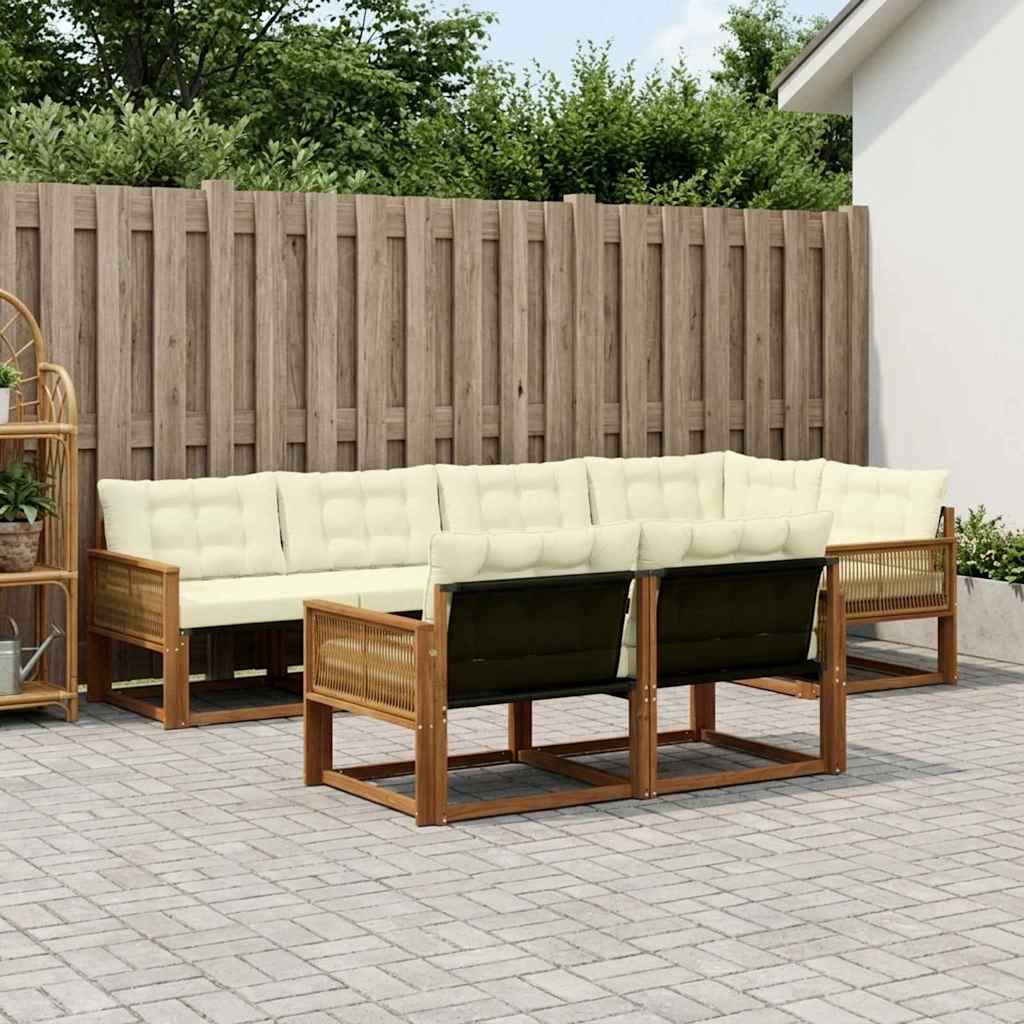 Buiten bankenset met kussen 7 pcs Natuurlijk en Crème is nu te koop bij PeponiXL, paradijselijk wonen!