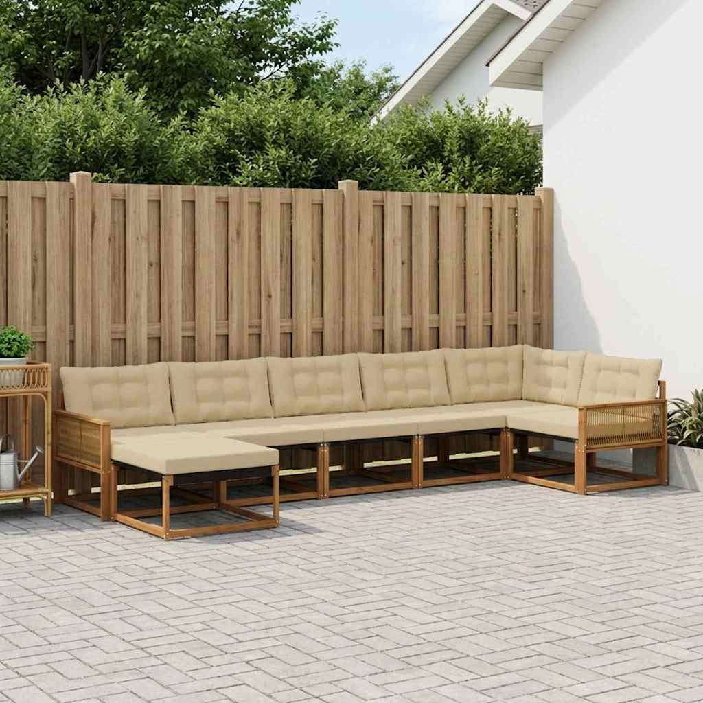 Buiten bankenset met kussen 7 pcs Natuurlijk en Beige is nu te koop bij PeponiXL, paradijselijk wonen!