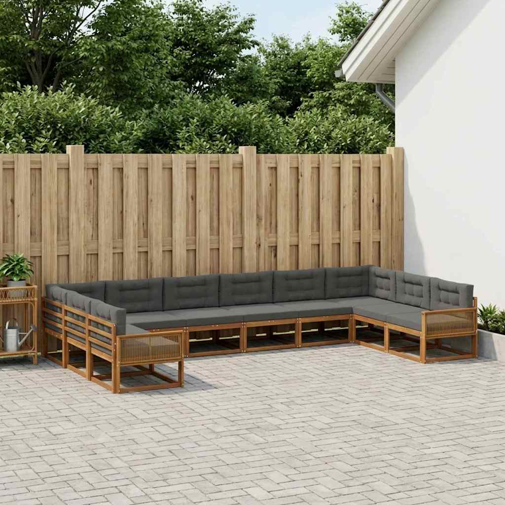 Buiten bankenset met kussen 10 pcs Natuurlijk en Antraciet is nu te koop bij PeponiXL, paradijselijk wonen!