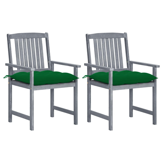 Tuinstoelen 2 st met kussens massief acaciahout grijs is nu te koop bij PeponiXL, paradijselijk wonen!