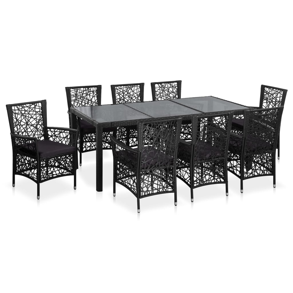 9-delige Tuinset poly rattan zwart is nu te koop bij PeponiXL, paradijselijk wonen!