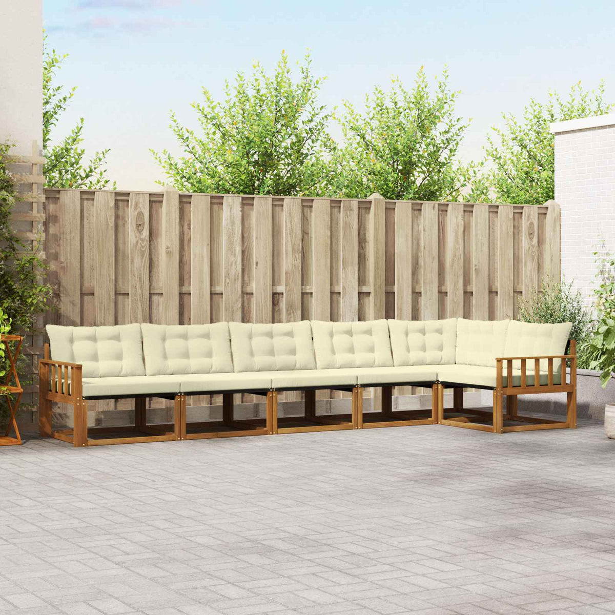 Buiten bankenset met kussen 6 pcs Natuurlijk en Crème is nu te koop bij PeponiXL, paradijselijk wonen!