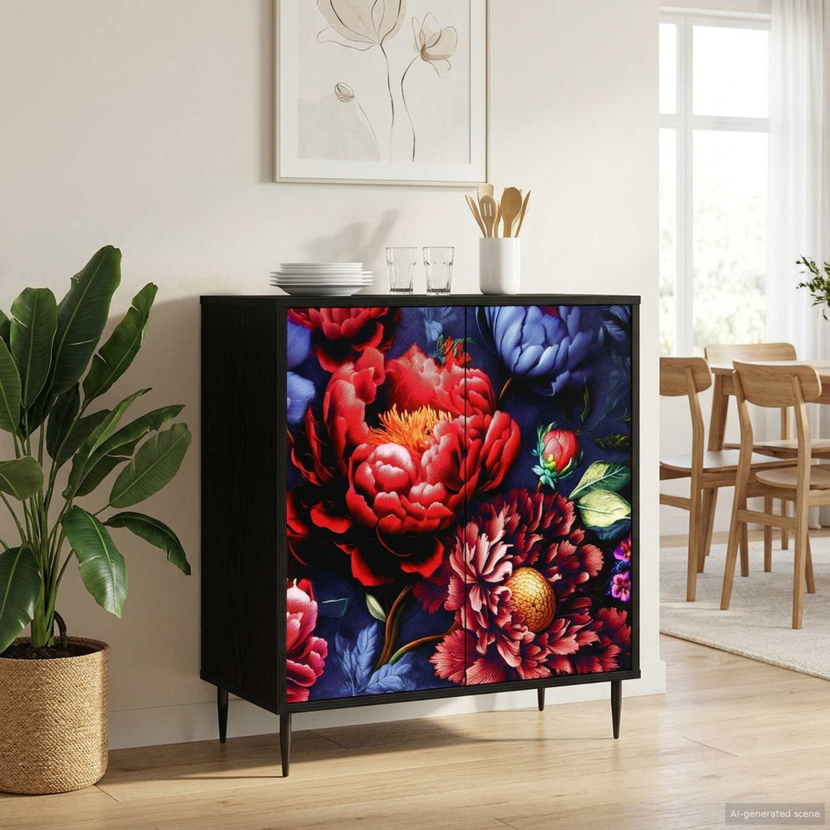 Dressoir KIEL Zwart eiken 69 x 33 x 76 cm Bewerkt hout is nu te koop bij PeponiXL, paradijselijk wonen!