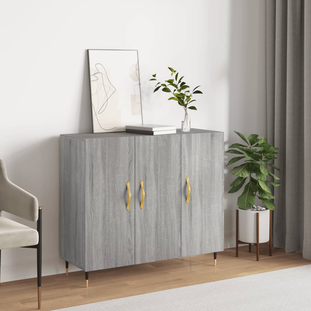 Dressoir 90x34x80 cm bewerkt hout grijs sonoma eikenkleurig is nu te koop bij PeponiXL, paradijselijk wonen!