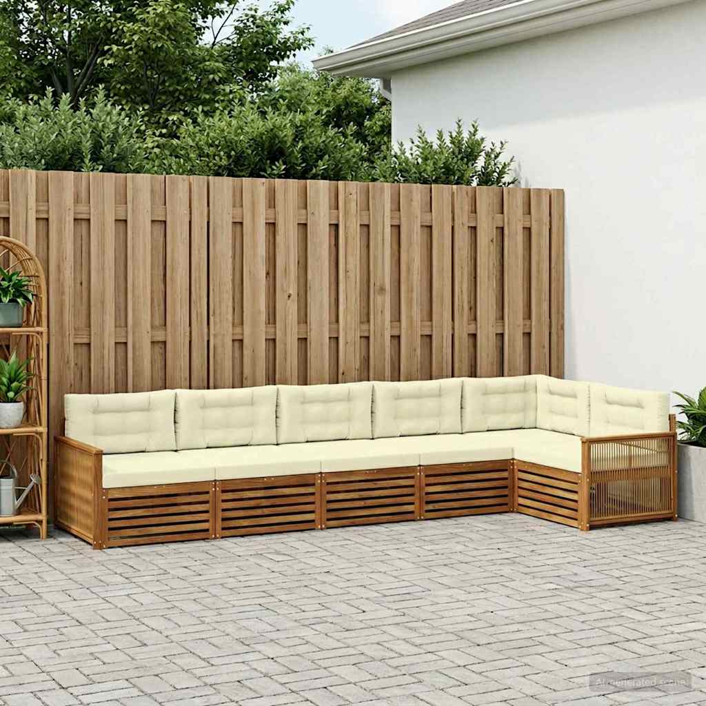 Buiten bankenset met kussen 6 pcs Natuurlijk en Crème is nu te koop bij PeponiXL, paradijselijk wonen!