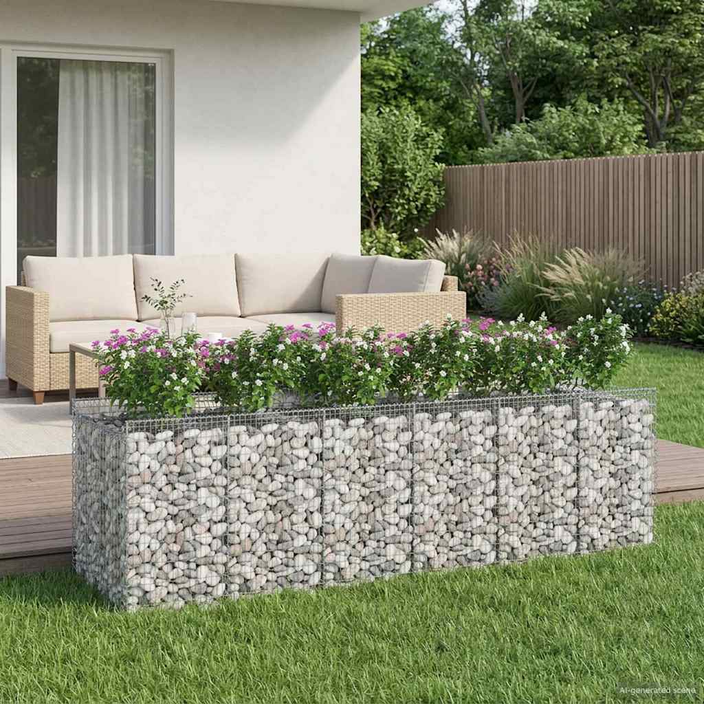Gabion Verhoogd Bed 3 pcs Zilverkleurig is nu te koop bij PeponiXL, paradijselijk wonen!